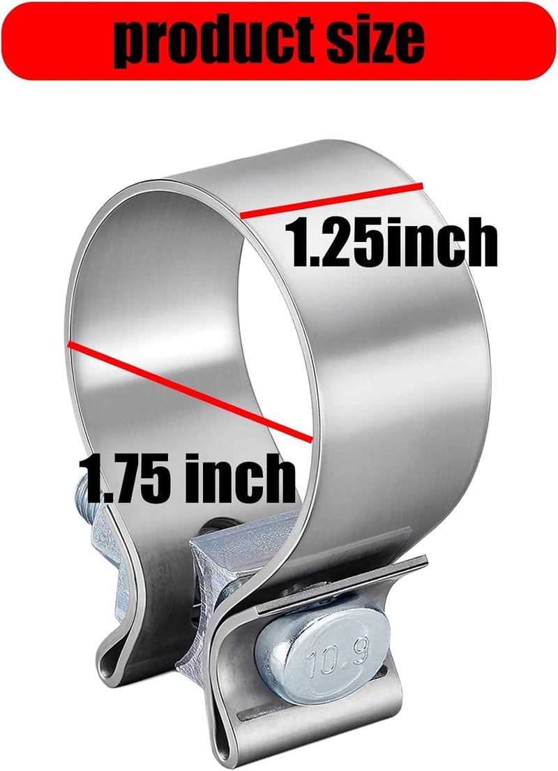 VPZMT 1.75 Inch Muffler Exhaust Clamp for Harley Davidson Touring/Street Glide/Electra Glide/Road King/Road Glide, Stainless Steel 304 (4 Pack) - Image 2